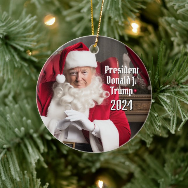 President Donald Trump Santa Claus Christmas 2024 Ceramic Tree Decoration (Tree)