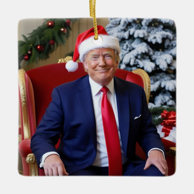 President Donald Trump Santa Hat Ornament (Front)