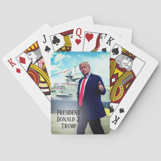 President Donald Trump Thumbs Up Naval Ship Playing Cards (Back)