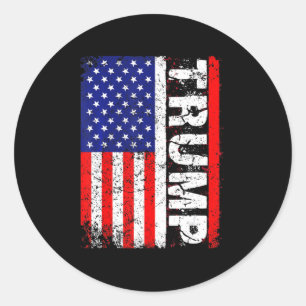 PRESIDENT Donald Trump  Vintage USA Flag Classic Round Sticker