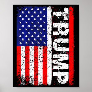 PRESIDENT Donald Trump Vintage USA Flag Poster