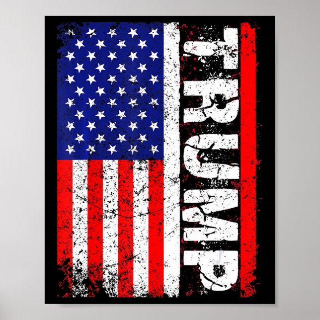 PRESIDENT Donald Trump  Vintage USA Flag Poster (Front)