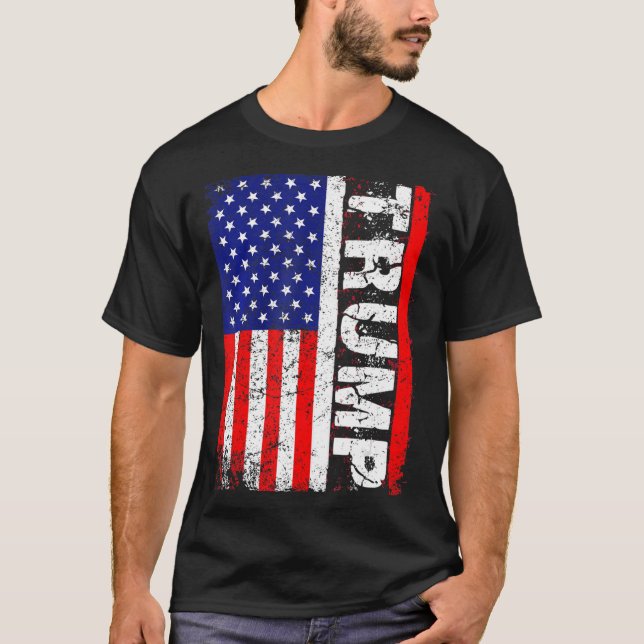 PRESIDENT Donald Trump Vintage USA Flag T-Shirt (Front)