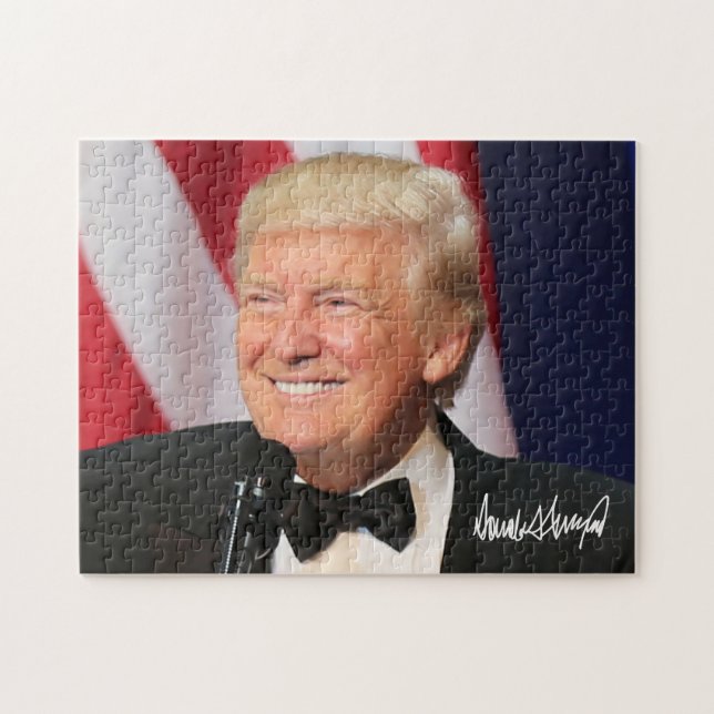 President Donald Trump With His Signature Jigsaw Puzzle (Horizontal)
