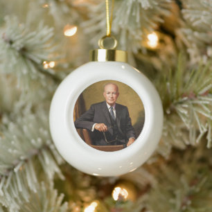 President Dwight Eisenhower White House Portrait Ceramic Ball Christmas Ornament