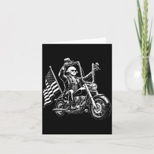 President Founding Father On A Motorcycle Usa Flag Card