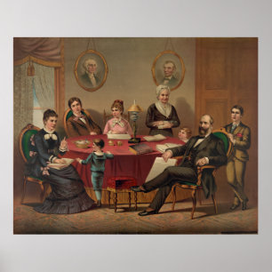 PRESIDENT GARFIELD & FAMILY Lithograph Print