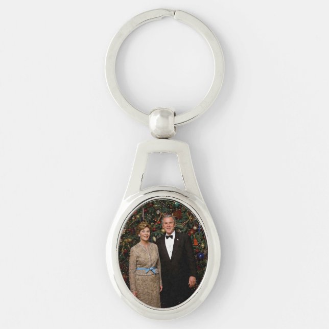 President George Bush, Laura Christmas White House Key Ring (Front)