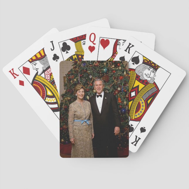 President George Bush, Laura Christmas White House Playing Cards (Back)