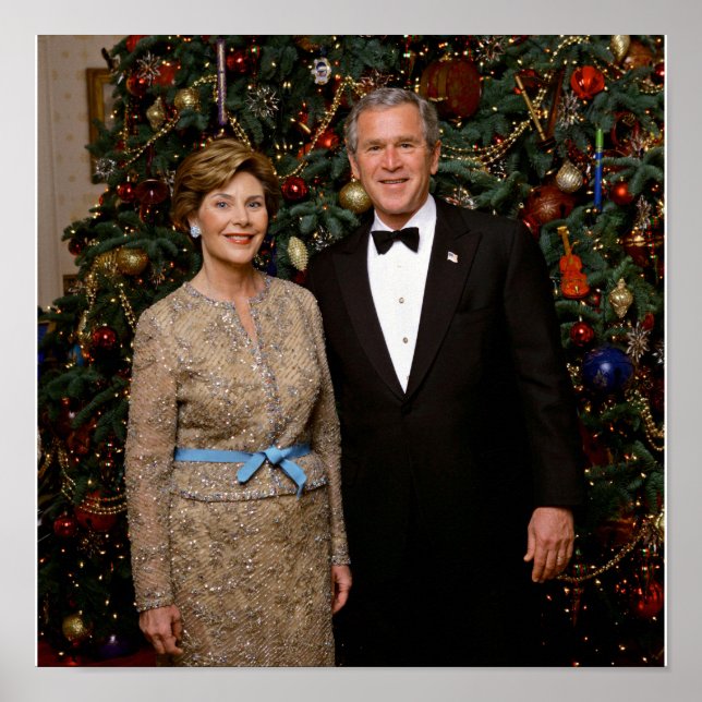 President George Bush, Laura Christmas White House Poster (Front)