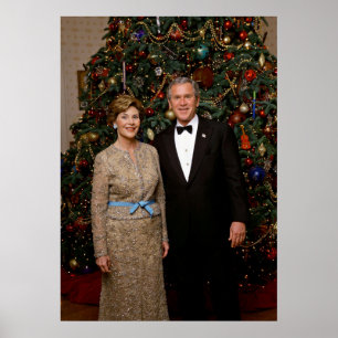 President George Bush, Laura Christmas White House Poster