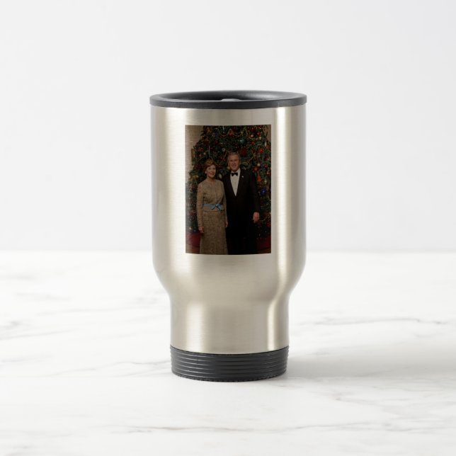 President George Bush, Laura Christmas White House Travel Mug (Center)