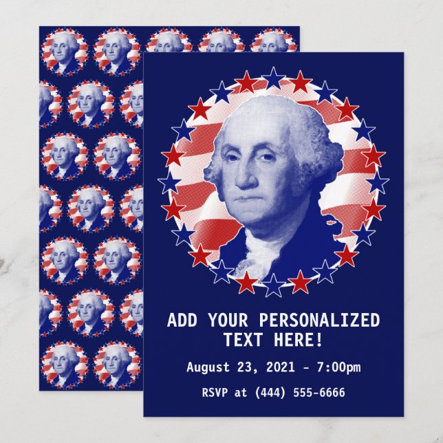 President George Washington Stars and Stripes Invitation (Front/Back)