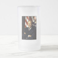 President Gerald Ford Portrait Frosted Glass Beer 
