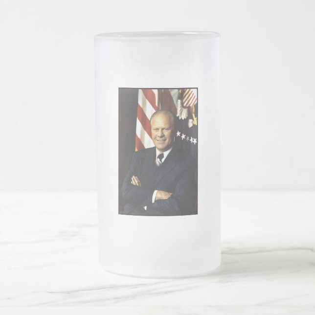 President Gerald Ford Portrait Frosted Glass Beer  Frosted Glass Beer Mug (Center)