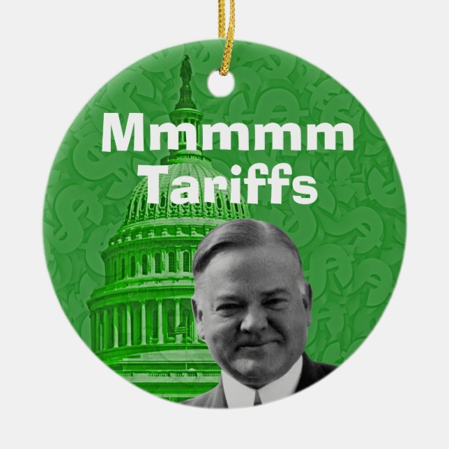 President Herbert Hoover Tariffs Ceramic Tree Decoration (Front)