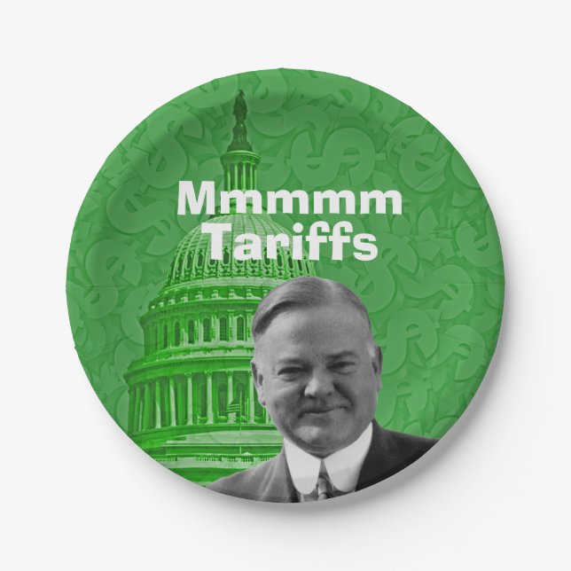 President Herbert Hoover Tariffs Paper Plate (Front)