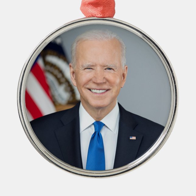 President Joe Biden White House Portrait   Metal Tree Decoration (Front)