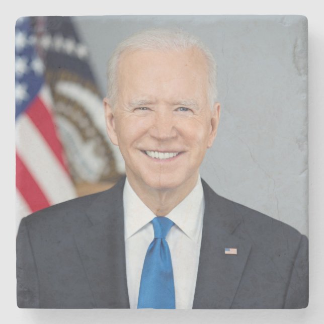 President Joe Biden White House Portrait   Stone Coaster (Front)