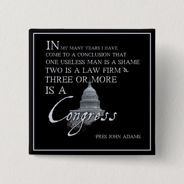 President John Adams on Congress 15 Cm Square Badge (Front)