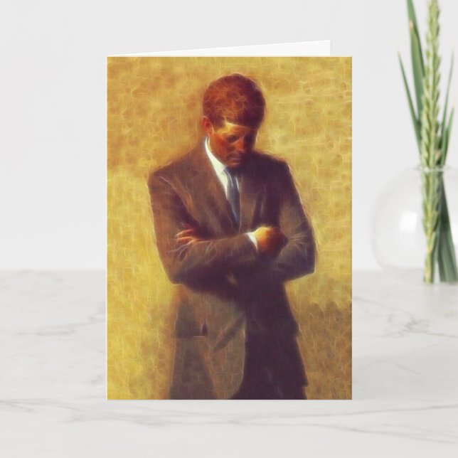President John F Kennedy Fractal Portrait Picture Holiday Card (Front)
