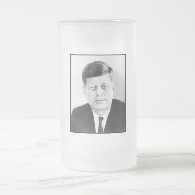 President John F Kennedy Portrait Frosted Glass Be Beer Mug (Center)