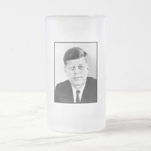 President John F Kennedy Portrait Frosted Glass Be Frosted Glass Beer Mug