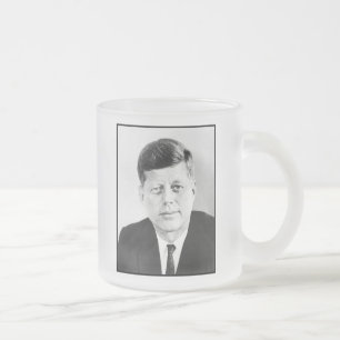 President John F Kennedy Portrait Frosted Glass Co Coffee Mug