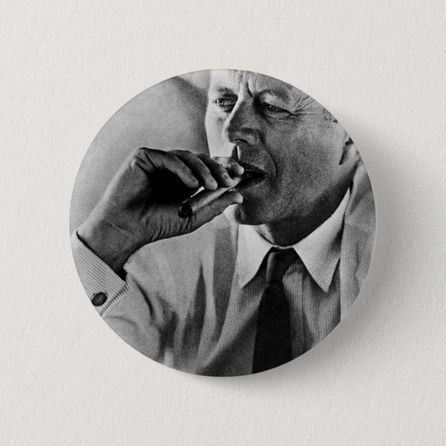 President John F Kennedy Smoking 6 Cm Round Badge (Front)
