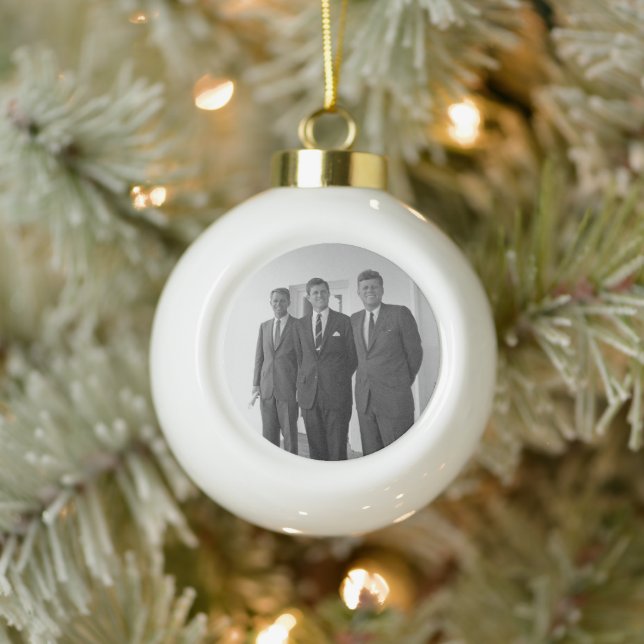 President John Kennedy & Brothers American Camelot Ceramic Ball Christmas Ornament (Tree)