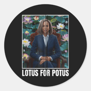 President Kamala Harris Portrait Lotus For Potus Z Classic Round Sticker