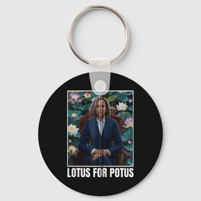 President Kamala Harris Portrait Lotus For Potus Z Key Ring (Front)