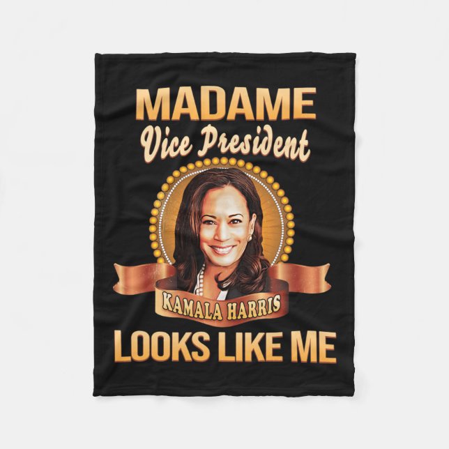 President Kamala Harris Vp Looks Like Me Black His Fleece Blanket (Front)