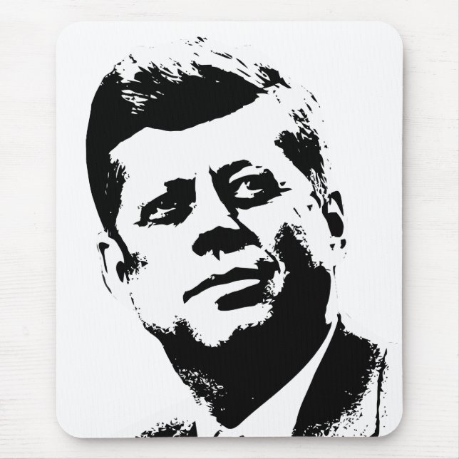 President Kennedy -- Black and White Mouse Mat (Front)