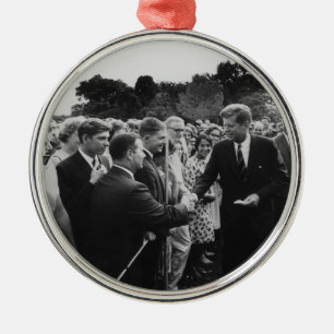 President Kennedy Greets Peace Corps Volunteers Metal Tree Decoration