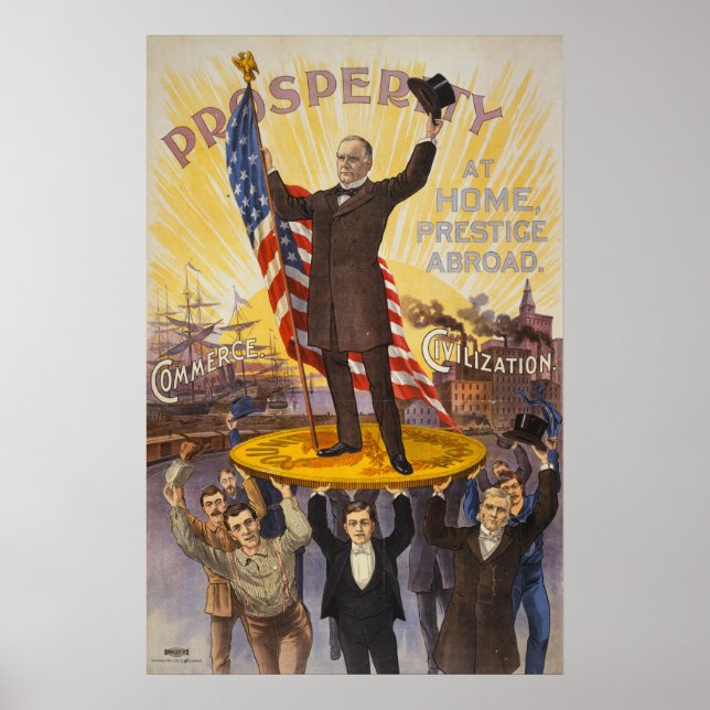 President McKinley standing on a giant coin Poster (Front)