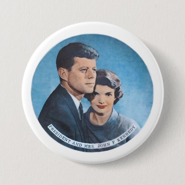 President & Mrs. John F. Kennedy 7.5 Cm Round Badge (Front)