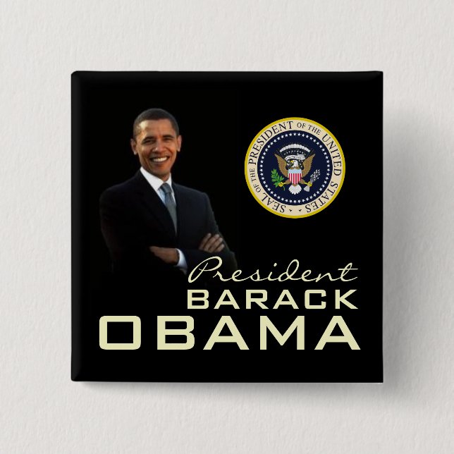 President Obama 15 Cm Square Badge (Front)