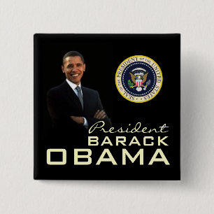 President Obama 15 Cm Square Badge