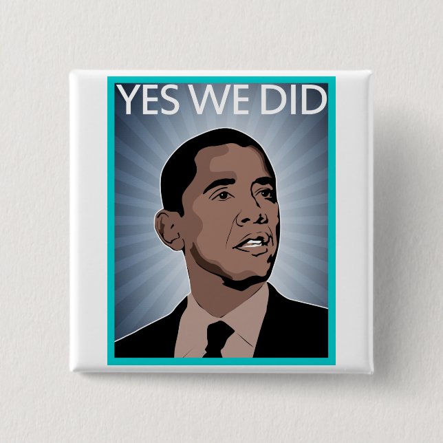 President Obama 15 Cm Square Badge (Front)
