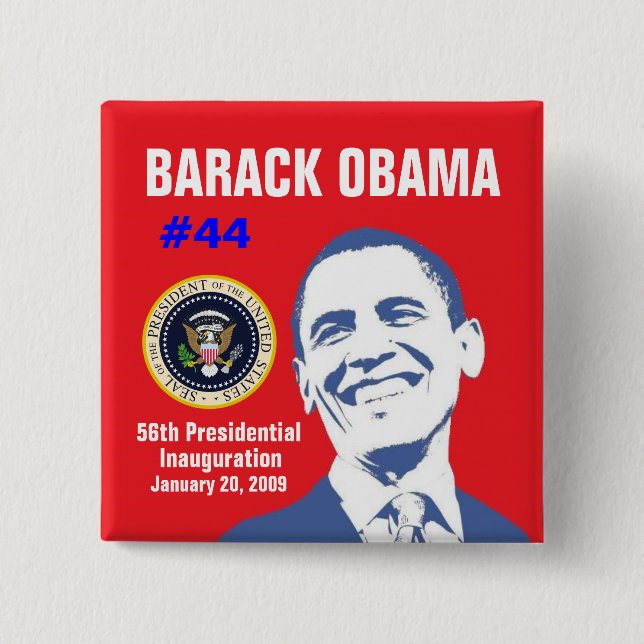 President Obama 15 Cm Square Badge (Front)
