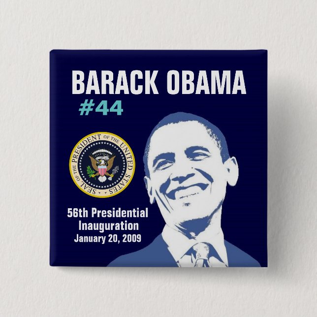 President Obama 15 Cm Square Badge (Front)