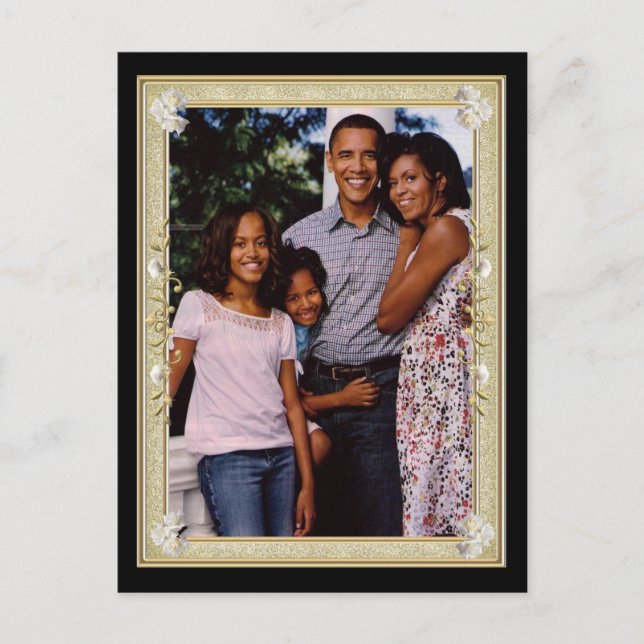 President Obama 1st Family Framed Keepsakes Postcard (Front)