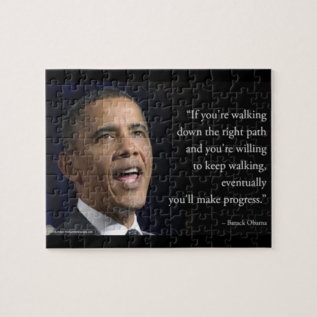 President Obama And "Make Progress" Quote  Jigsaw Puzzle (Horizontal)