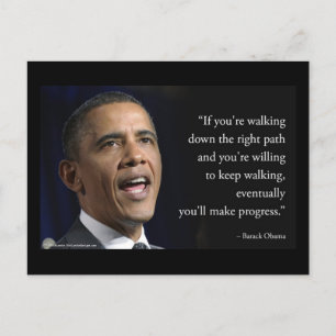 President Obama And "Make Progress" Quote Postcard