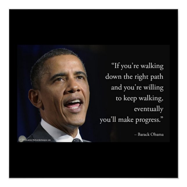 President Obama And "Make Progress" Quote  Poster (Front)