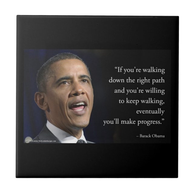 President Obama And "Make Progress" Quote  Tile (Front)