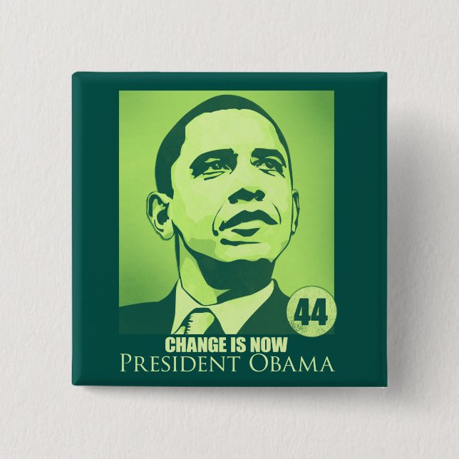 President Obama, Change is Now Green Button (Front)