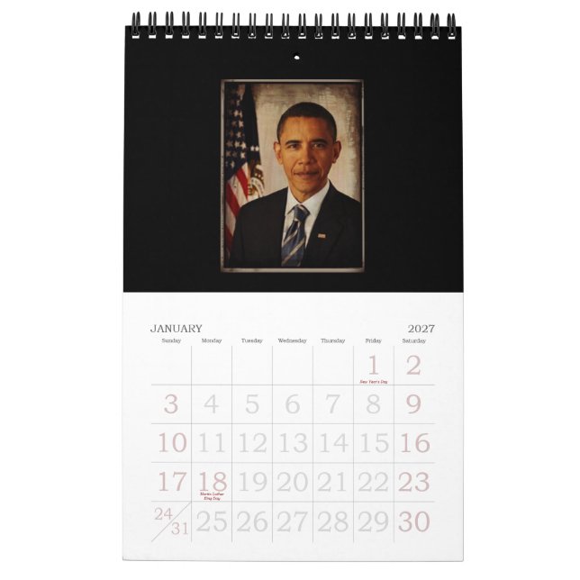 President Obama & Family Pictures Calendar (Jan 2027)
