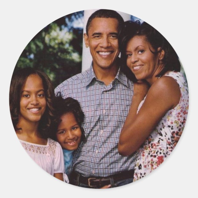 President Obama First Family Classic Round Sticker (Front)